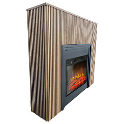 Avis Electric Sun Cheminée électrique design au lattes décoratives ElectricSun LAMELIA Chêne clair, avec effet sonore, 3 couleurs, avec App, L120xH102cm
