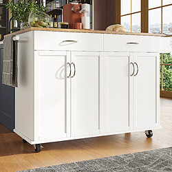 Roomfitters Îlot De Cuisine Avec Porte-Bouteilles, Buffet Multifonction, Chariot De Cuisine, Blanc