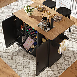 Roomfitters Îlot De Cuisine Avec Rangement, Chariot De Cuisine Multifonction, Chariot De Cuisine, Finition Bois, Noir