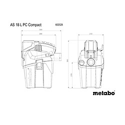 Avis Metabo AS 18 L PC Compact Aspirateur sans fil 18 V 6 l IPX4 classe de poussière L eau et poussière + 1x batterie 8,0 Ah - sans chargeur