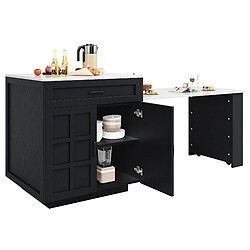 Roomfitters Bar Table Extensible Avec Rangement, 2 Tiroirs, 4 Compartiments, Îlot De Cuisine Extensible, Noir pas cher