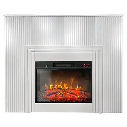 Electric Sun Cheminée électrique design au lattes décoratives ElectricSun LAMELIA Blanc, avec effet sonore, 3 couleurs, avec App, L120xH102cm