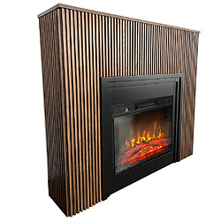 Avis Electric Sun Cheminée électrique design au lattes décoratives ElectricSun LAMELIA Chêne foncé, avec effet sonore, 3 couleurs, avec App, L120xH102cm