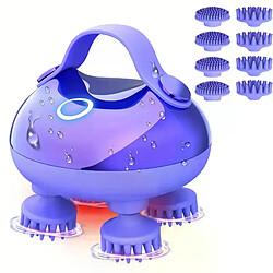 Masseur Électrique Cuir Chevelu Rechargeable – 8 Têtes Détachables, 3 Vitesses, Relaxation Hommes, Femmes et Animaux