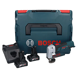 Bosch GSC 12V-13 Cisaille à tôle sans fil 12V avec clé à six pans + 2x Batteries 6,0 Ah + Chargeur + Coffret L-BOXX