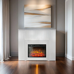 Electric Sun Cheminée électrique design au lattes décoratives ElectricSun LAMELIA Blanc, avec effet sonore, 3 couleurs, avec App, L120xH102cm