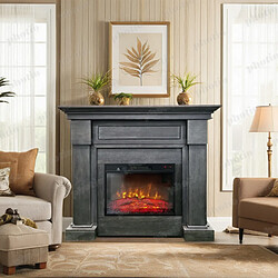 Electric Sun Cheminée électrique design ElectricSun MONTENEGRO Gris, avec effet sonore, 3 couleurs, avec App, L127xH107cm