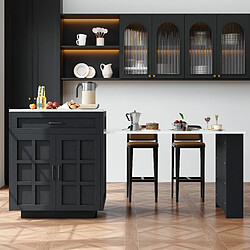 Acheter Roomfitters Bar Table Extensible Avec Rangement, 2 Tiroirs, 4 Compartiments, Îlot De Cuisine Extensible, Noir