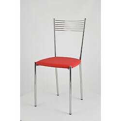 T M C S Tommychairs - Set 4 chaises Elegance structure en acier chromé, assise revêtue en cuir artificiel rouge