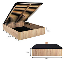 Acheter Le Quai Des Affaires LIT COFFRE SPIRO 180x200cm + 1 SOMMIER / Décor Chêne Blanchi