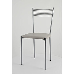 T M C S Tommychairs - Set 4 chaises Elegance structure en acier peindré alluminium, assise revêtue en cuir artificiel gris clair