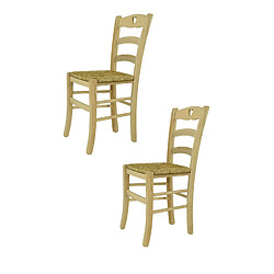 T M C S Tommychairs - Set 2 chaises CUORE, structure en bois de hêtre poli, non traité, 100% naturel et assise en paille