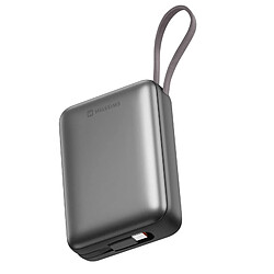 Swissten Batterie Externe 20000mAh avec Câbles USB-C et Lightning Compacte Argent