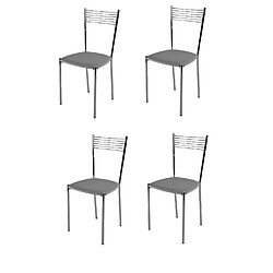 T M C S Tommychairs - Set 4 chaises Elegance structure en acier chromé, assise revêtue en cuir artificiel gris clair