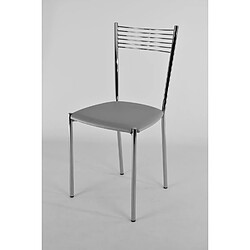 T M C S Tommychairs - Set 4 chaises Elegance structure en acier chromé, assise revêtue en cuir artificiel gris clair