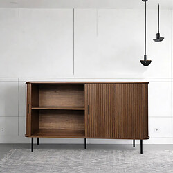 Concept Usine Buffet en bois cannelé à portes coulissantes 140cm SEMARANG pas cher