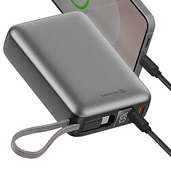 Swissten Batterie Externe 20000mAh 45W avec Câble USB-C intégré Ports USB-C USB Argent