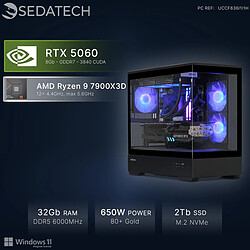 Sedatech PC Gamer, AMD Ryzen 9 7900X3D, RTX5060, 32Go DDR5, 2To SSD, Win 11