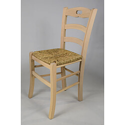 T M C S Tommychairs - Set 4 chaises SAVOIE en bois de hêtre poli, non traité, 100% naturel, assise en paille