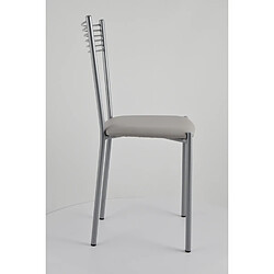 Acheter T M C S Tommychairs - Set 4 chaises Elegance structure en acier peindré alluminium, assise revêtue en cuir artificiel gris clair