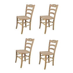 T M C S Tommychairs - Set 4 chaises CUORE, structure en bois de hêtre poli, non traité, 100% naturel et assise en bois