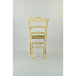 T M C S Tommychairs - Set 4 chaises CUORE, structure en bois de hêtre poli, non traité, 100% naturel et assise en paille pas cher