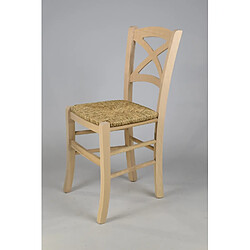 T M C S Tommychairs - Set 6 chaises CROSS structure en bois de hêtre poli, non traité, 100% naturel et assise en paille