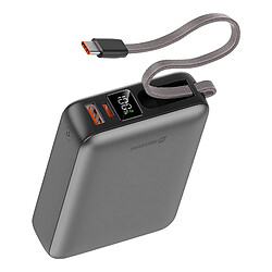 Swissten Batterie Externe 20000mAh 45W avec Câble USB-C intégré Ports USB-C USB Argent