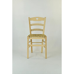 Avis T M C S Tommychairs - Set 4 chaises CUORE, structure en bois de hêtre poli, non traité, 100% naturel et assise en paille