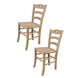 T M C S Tommychairs - Set 2 chaises CUORE, structure en bois de hêtre poli, non traité, 100% naturel et assise en bois
