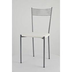 T M C S Tommychairs - Set 4 chaises Elegance structure en acier peindré alluminium, assise revêtue en cuir artificiel blanc