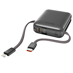 Swissten Batterie Externe 10000mAh avec Câbles USB-C et Lightning Ultra-Compact Argent