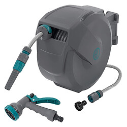 ECD Germany Enrouleur de Tuyau d'Eau Mural, 15m+1,5m, avec Arrêt de Blocage et 9 Fonctions de Pulvérisation