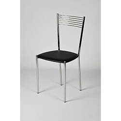 T M C S Tommychairs - Set 4 chaises Elegance structure en acier chromé, assise revêtue en cuir artificiel noir