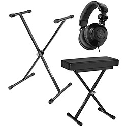 KEYBUNDLE1-BK pack avec stand clavier, siège et casque Black Quik Lok