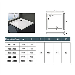 Aica Sanitaire Aica Receveur De Douche 100x100cm Bac À Douche Blanc Extra-plat Carré Avec Le Kit De Plinthe Et Pieds Et Bonde De Douche pas cher