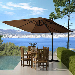 Concept Usine Ensemble parasol marron 3x3m et 4 dalles à lester PALATINO