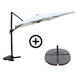 Concept Usine Ensemble parasol écru 3x3m et 4 dalles à lester PALATINO