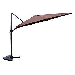 Concept Usine Ensemble parasol marron 3x4m et 4 dalles à lester CESARE