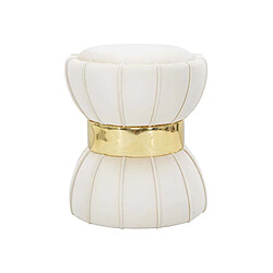 Mauro Ferretti Pouf en tissu avec surpiqures Flower 40 x 44 cm crème.