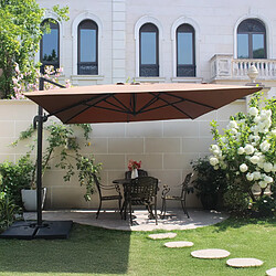 Concept Usine Ensemble parasol marron 3x4m et 4 dalles à lester CESARE