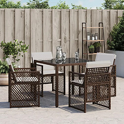 Avis vidaXL Chaises de jardin avec coussins lot de 4 marron résine tressée
