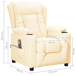 vidaXL Fauteuil de massage Crème Similicuir pas cher