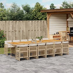 vidaXL Ensemble à manger de jardin et coussins 13 pcs beige 
