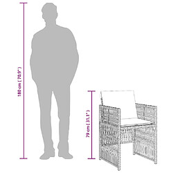 vidaXL Chaises de jardin avec coussins lot de 4 marron résine tressée pas cher