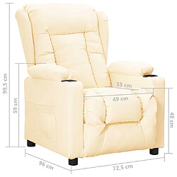 vidaXL Fauteuil inclinable Crème Similicuir pas cher