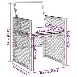 vidaXL Chaises de jardin avec coussins lot de 4 marron résine tressée pas cher