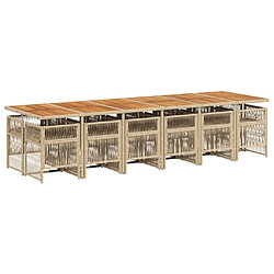 Avis vidaXL Ensemble à manger de jardin et coussins 13 pcs beige
