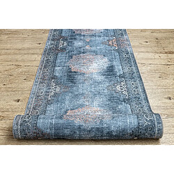RUGSX TAPIS DE COULOIR antidérapant LOTUS ROSETTE 47050 gris lavable 100cm 100x370 cm pas cher