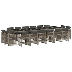 vidaXL Ensemble à manger de jardin 17 pcs et coussins résine tressée